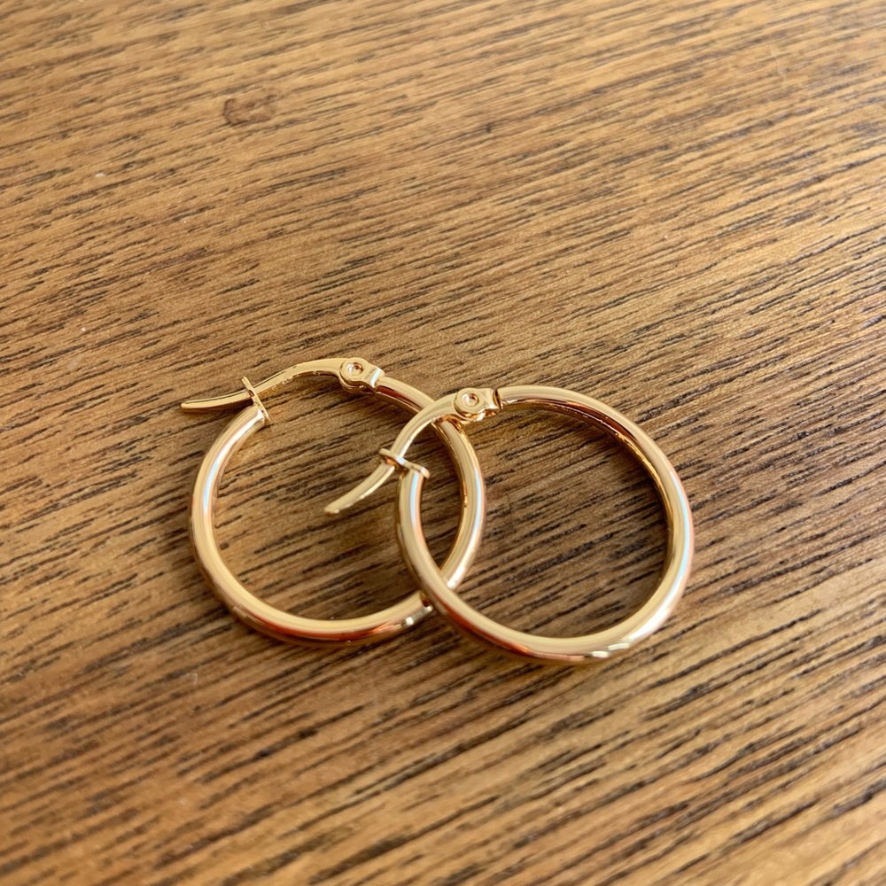 Mini Thin Hoop Earrings 18K Gold Plated Unisex - Picture 3 of 8